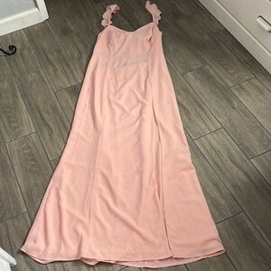 Showpo More Than This Maxi. Ruffle straps. Peach chiffon. Size 14.